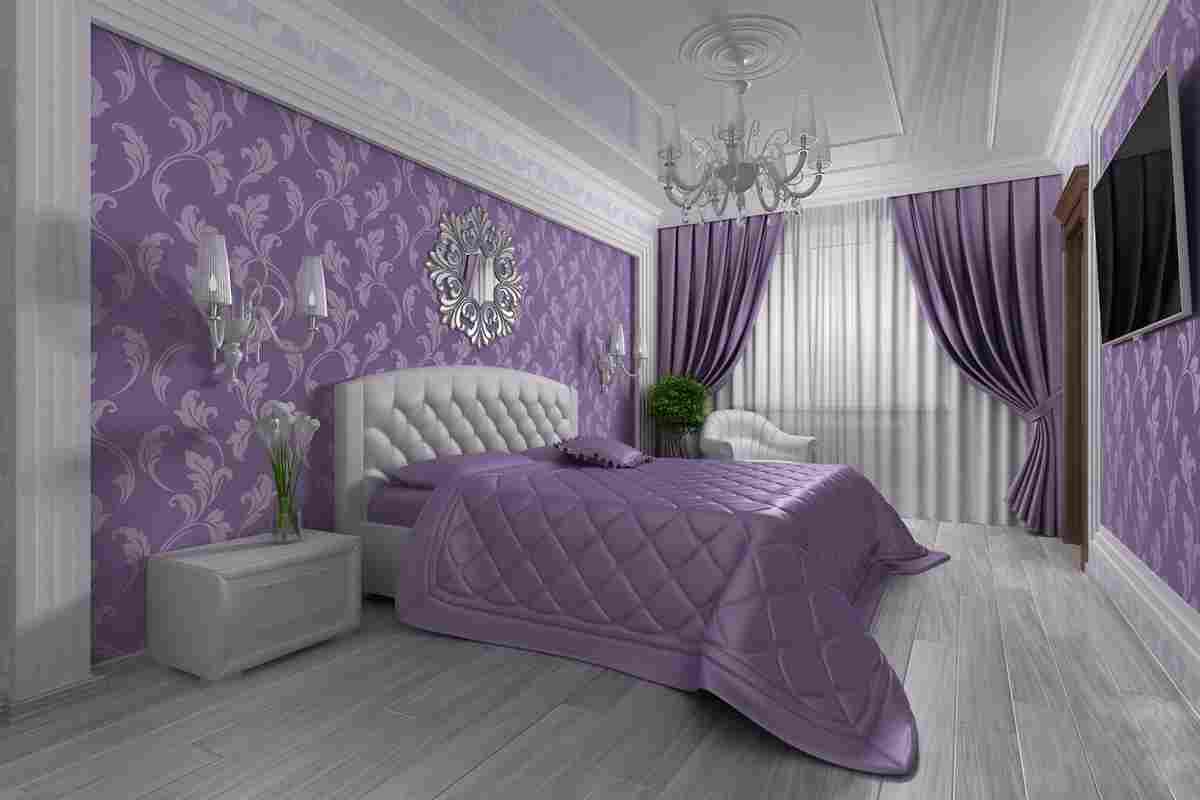 Фіолетові шпалери - вдале рішення для сміливого дизайну